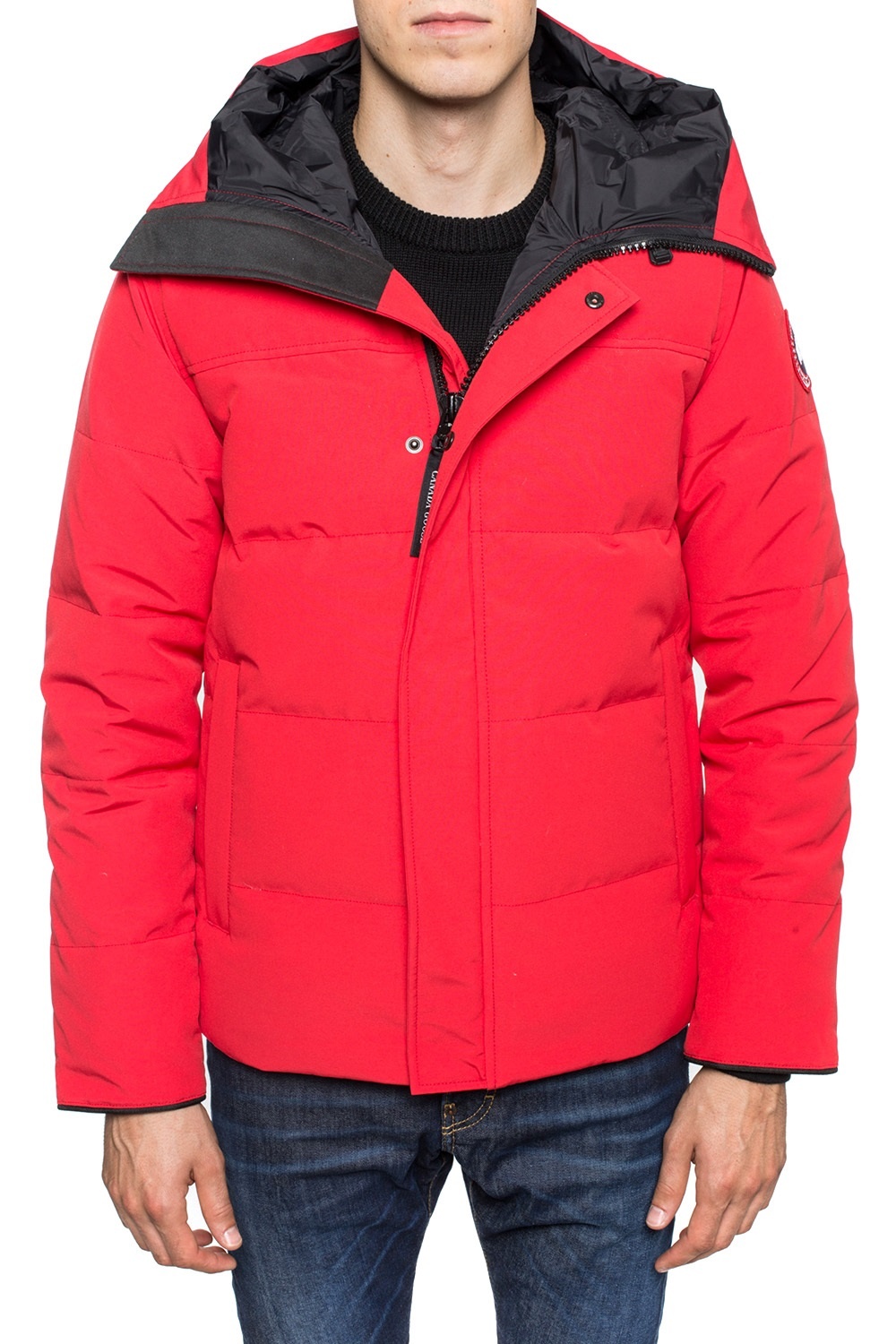 Canada goose shop red jacket jeans